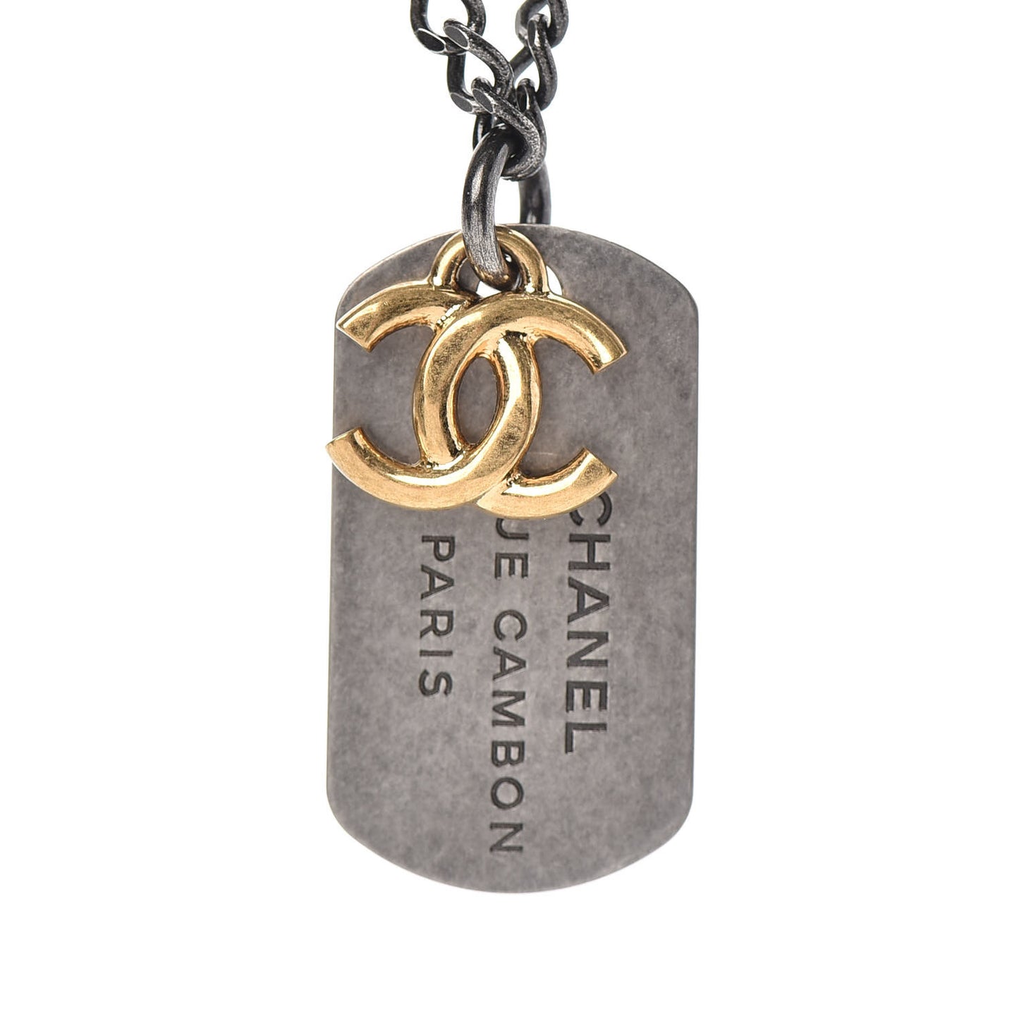 Ruthenium ID Dog Tag Charm Necklace Silver Gold