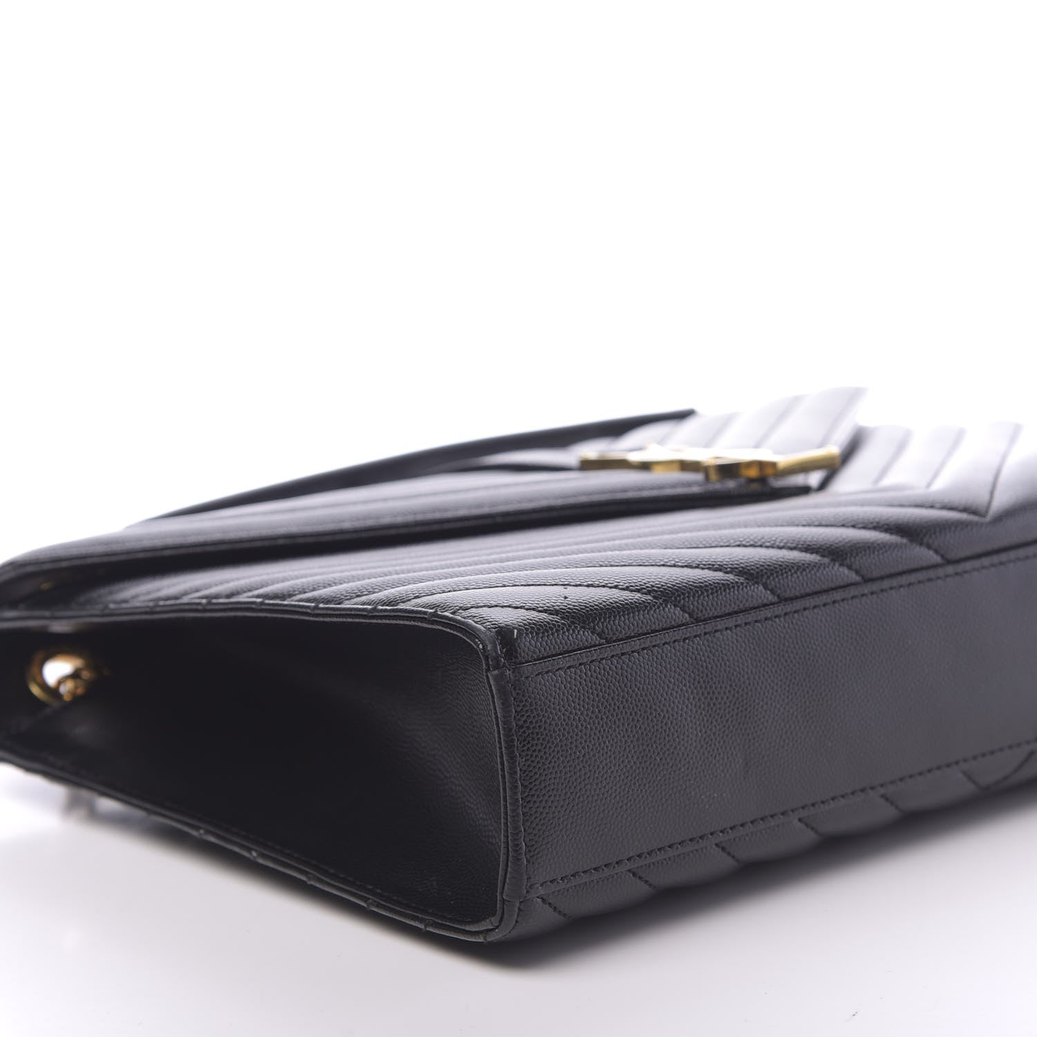 Saint Laurent Grain De Poudre Matelasse Chevron Large Monogram Satchel Black 7 of 9