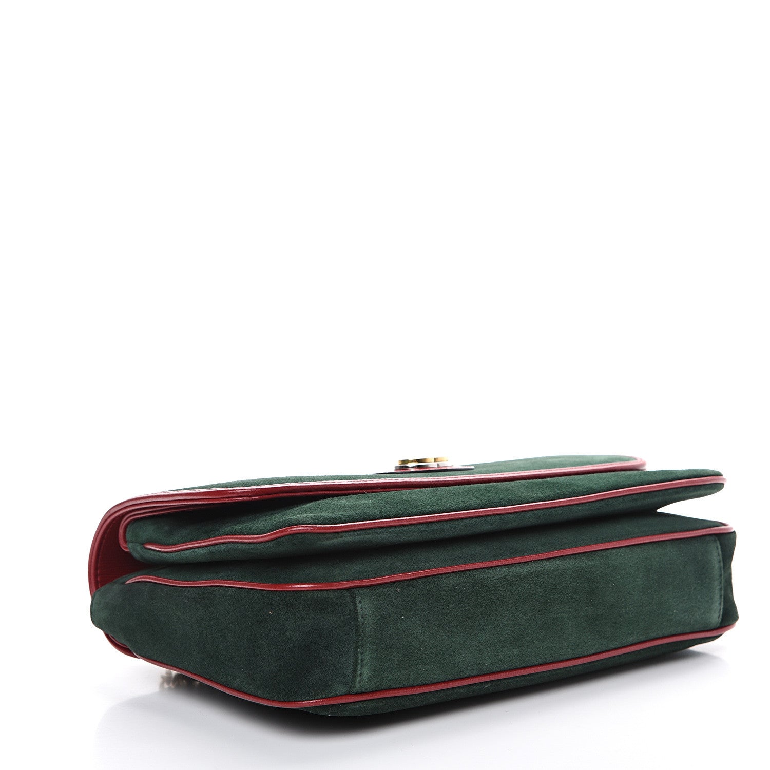 Gucci Suede Small Marina Chain Shoulder Bag Green Red 3 of 13