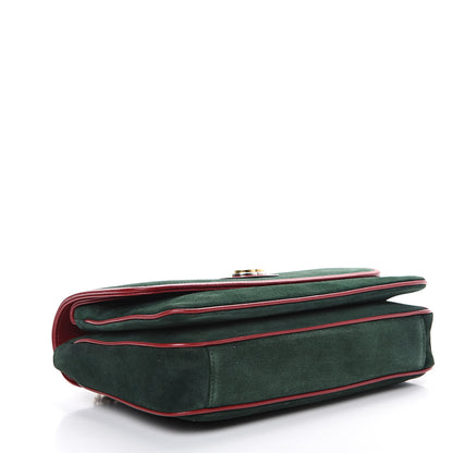 Gucci Suede Small Marina Chain Shoulder Bag Green Red 3 of 13