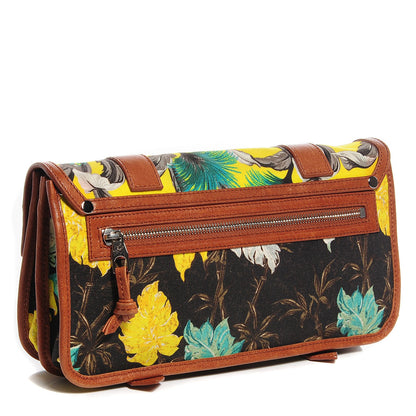 Proenza Schouler Leather Floral Printed Canvas PS1 Pochette Clutch Yellow 3 of 10