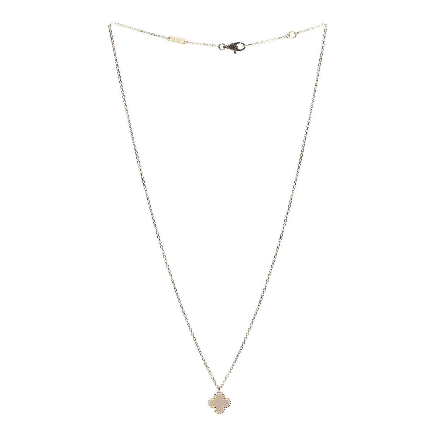 18K Yellow Gold Mother of Pearl Sweet Alhambra Pendant Necklace