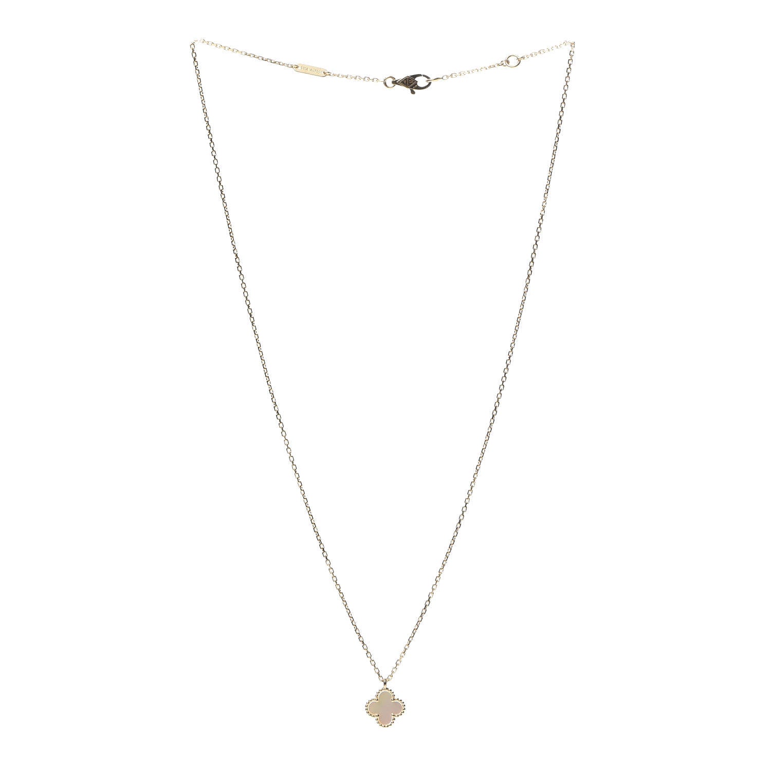 Van Cleef & Arpels 18K Yellow Gold Mother of Pearl Sweet Alhambra Pendant Necklace 3 of 8