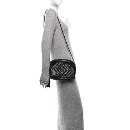 Chanel Lambskin Chevron Quilted Tassel Camera Case Black 2 of 10