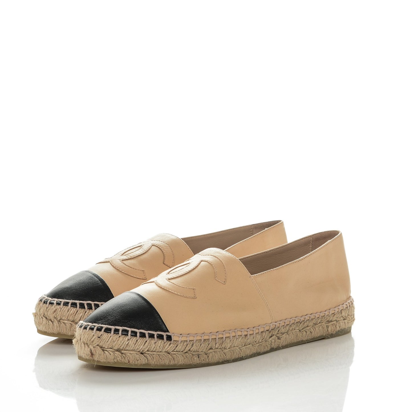 Lambskin CC Espadrilles 42 Beige Black