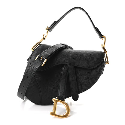 Christian Dior Grained Calfskin Mini Saddle Bag With Strap Black 1 of 10