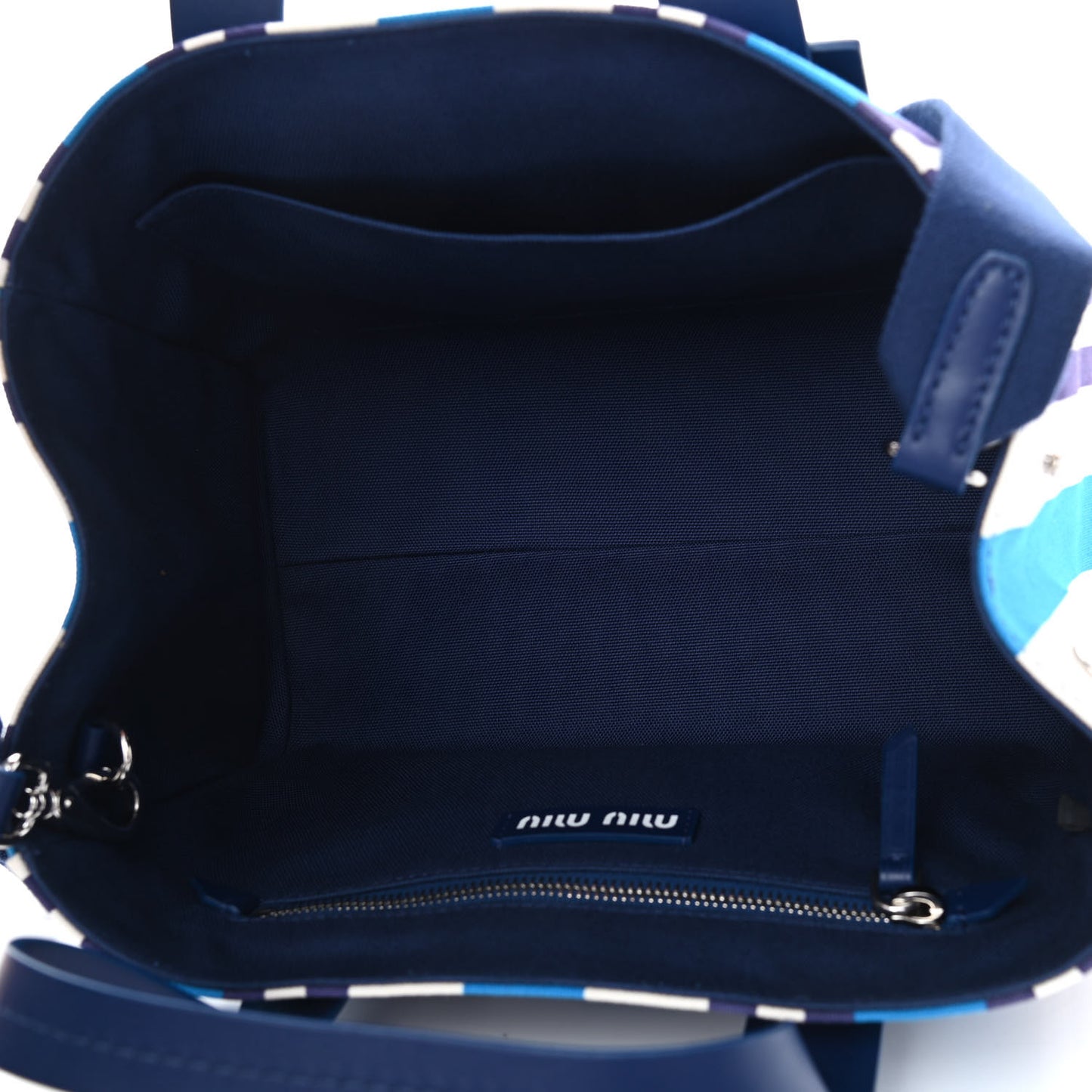 Canvas Striped Small Tote Blue White