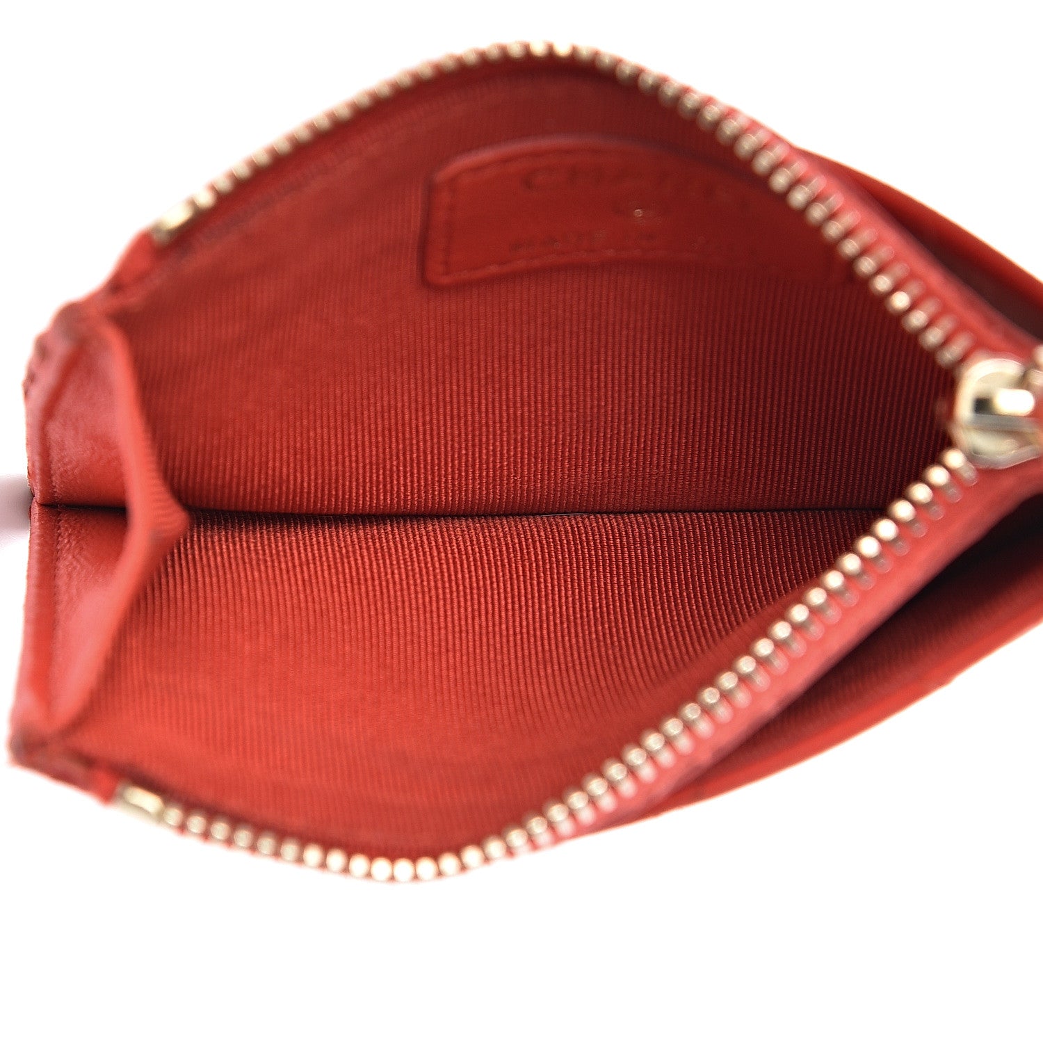 Chanel Lambskin Quilted Zip Card Holder Red 4 of 13
