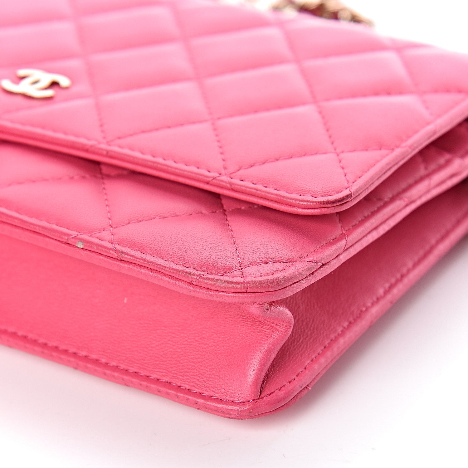 Chanel Lambskin Quilted Wallet On Chain WOC Pink 10 of 16