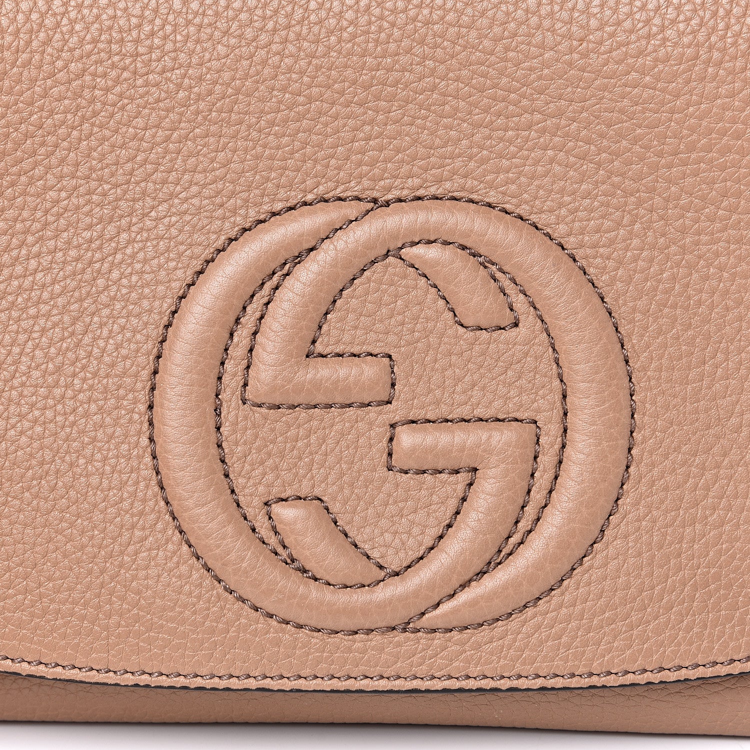 Gucci Pebbled Calfskin Medium Soho Flap Crossbody Camelia 9 of 10