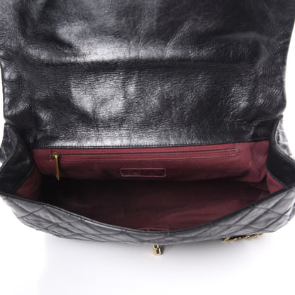 Chanel Glazed Calfskin Castle Rock Large Flap Black Burgundy 5 of 19