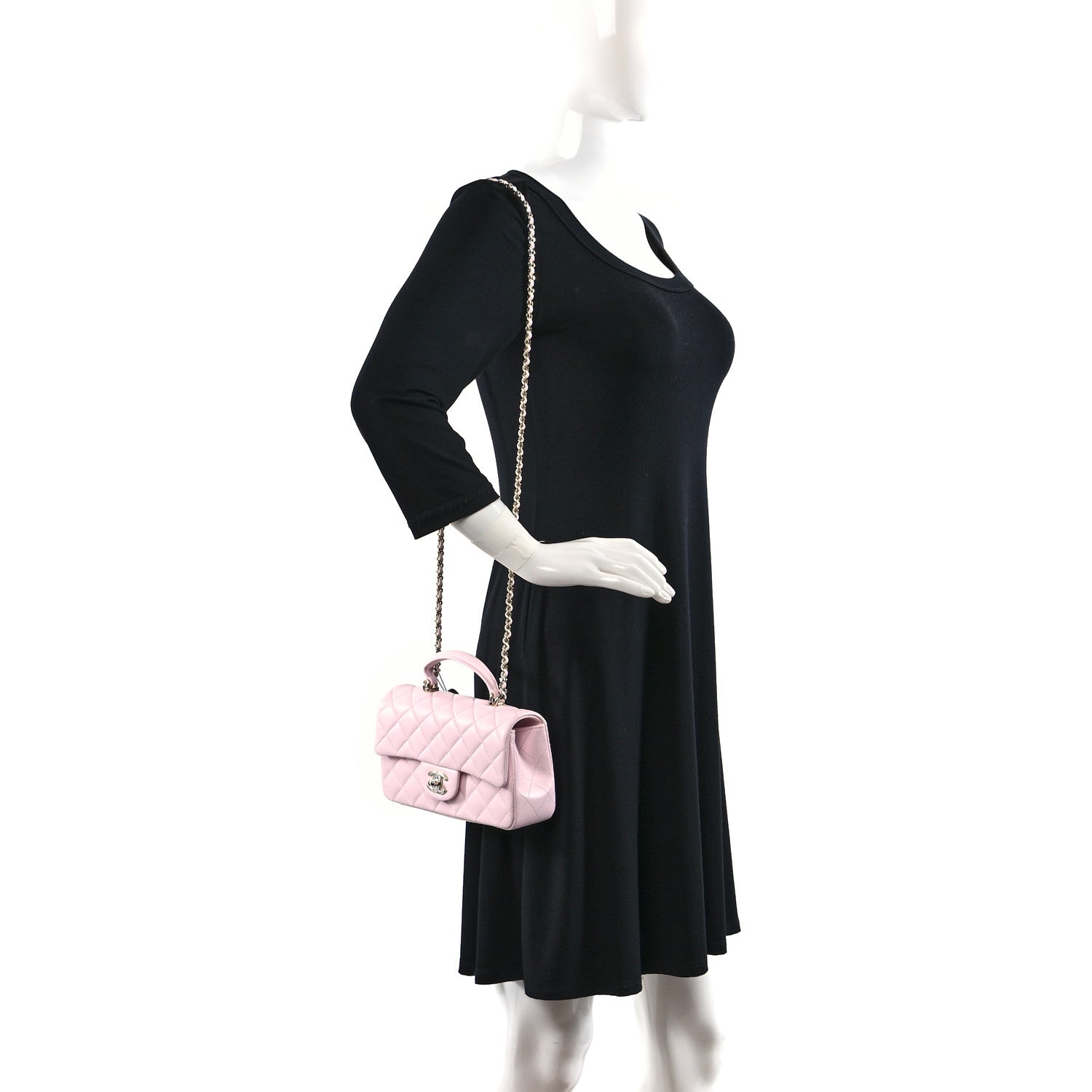 Chanel Lambskin Quilted Mini Top Handle Rectangular Flap Light Pink 2 of 10