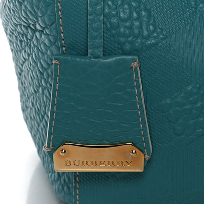 Burberry Signature Grain Calfskin Check Embossed Small Canterbury Tote Aqua Green 6 of 16