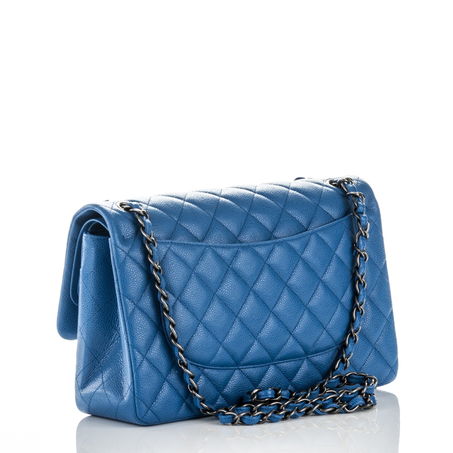 Chanel Caviar Quilted Jumbo Double Flap Blue 3 of 8