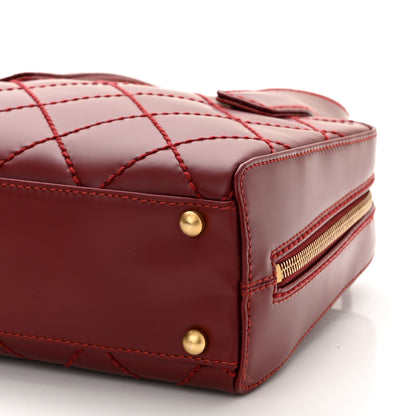 Chanel Calfskin Contrast Stitch Small Surpique Bowler Red 8 of 8