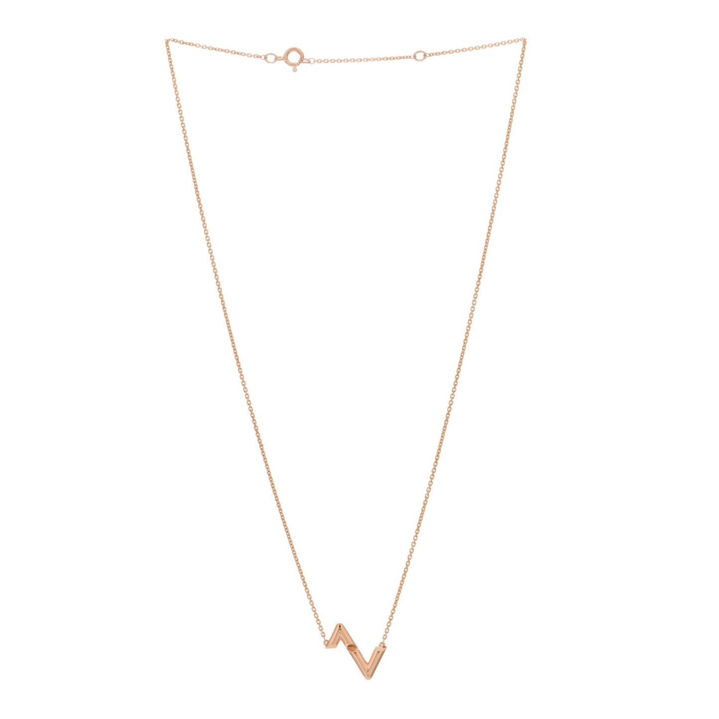 18K Pink Gold LV Volt Upside Down Pendant Necklace
