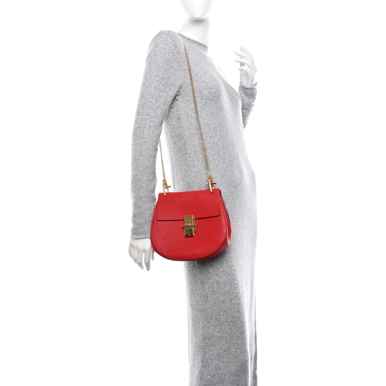 Chloe Goatskin Drew Shoulder Bag Red 2 of 10