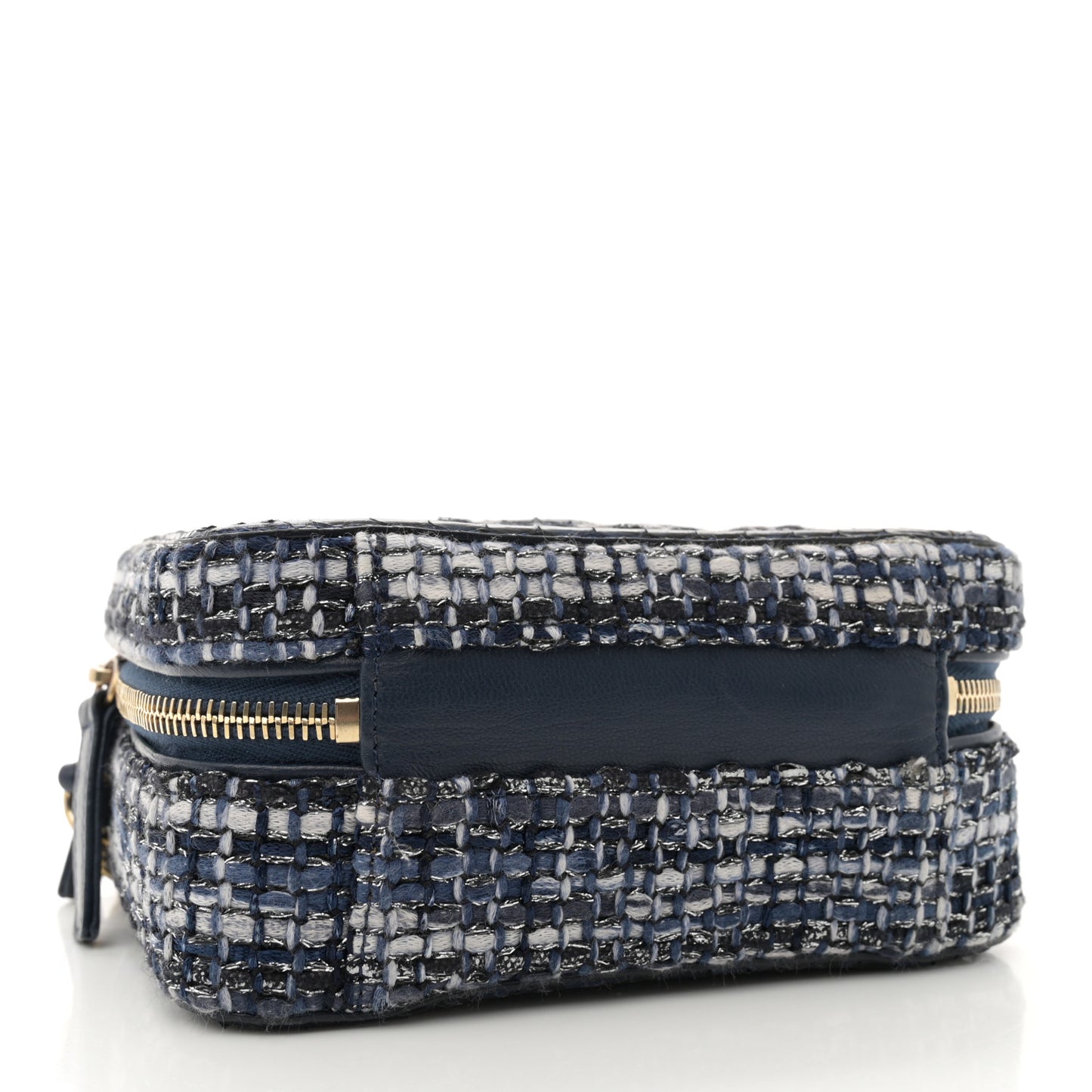 Tweed Snakeskin Quilted Small CC Filigree Vanity Case Dark Navy