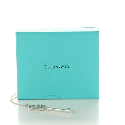Tiffany Sterling Silver Diamond Large Daisy Key Pendant Necklace 7 of 7