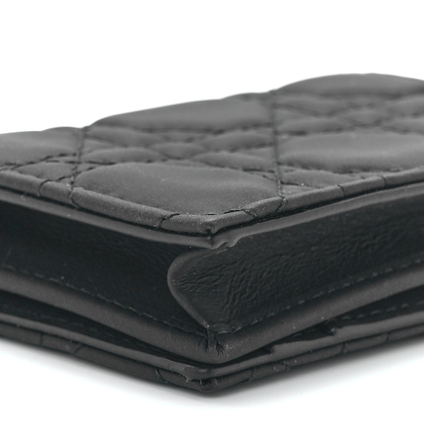 Ultra Matte Calfskin Small Lady Dior Flap Card Holder Black