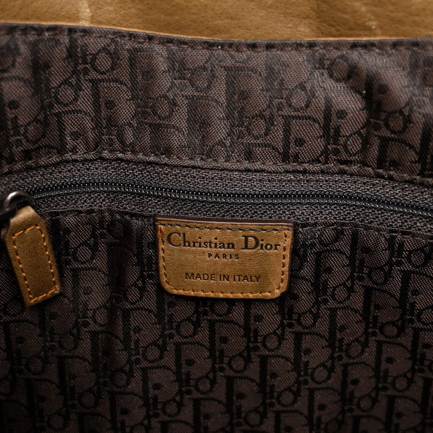 CHRISTIAN DIOR Calfskin Gaucho Double Saddle Bag Brown