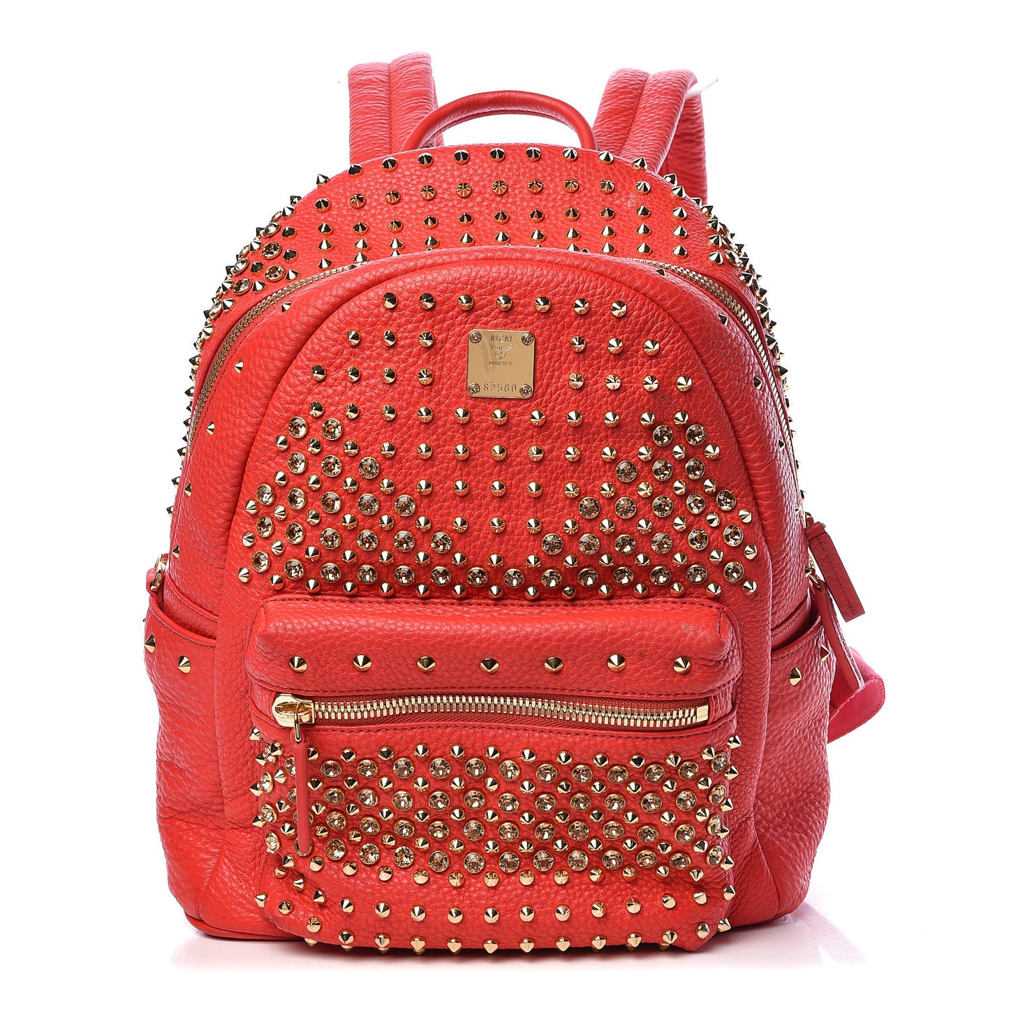 Calfskin Swarovski Small Stark Diamond Backpack Red