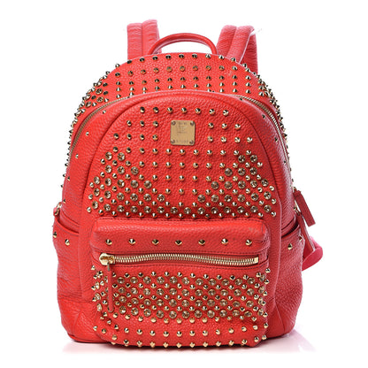 MCM Calfskin Swarovski Small Stark Diamond Backpack Red 1 of 16