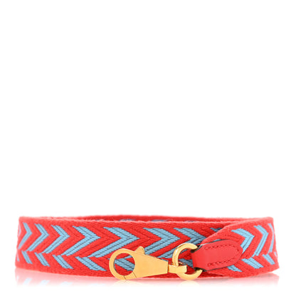 Hermes Toile Swift 25mm Sangle ZigZag Shoulder Strap Rouge de Coeur Bleu du Nord 1 of 6