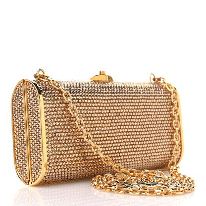 Judith Leiber Swarovski Crystal Minaudiere Clutch Gold 3 of 9