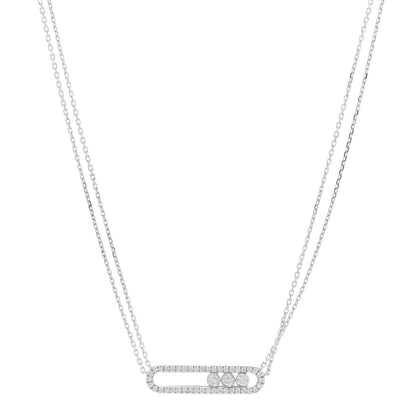 Messika 18K White Gold Diamond Move Double Chain Pave Necklace 1 of 7