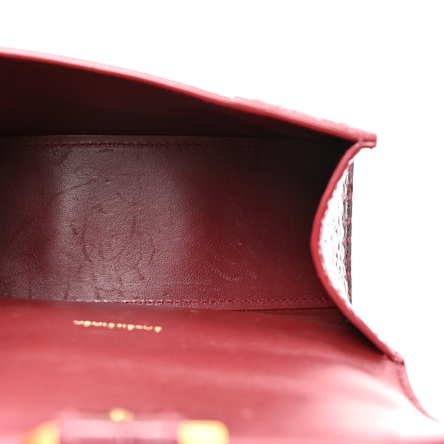 Balenciaga Shiny Calfskin Crocodile Embossed Hourglass Top Handle Bag XS Dark Red 5 of 12