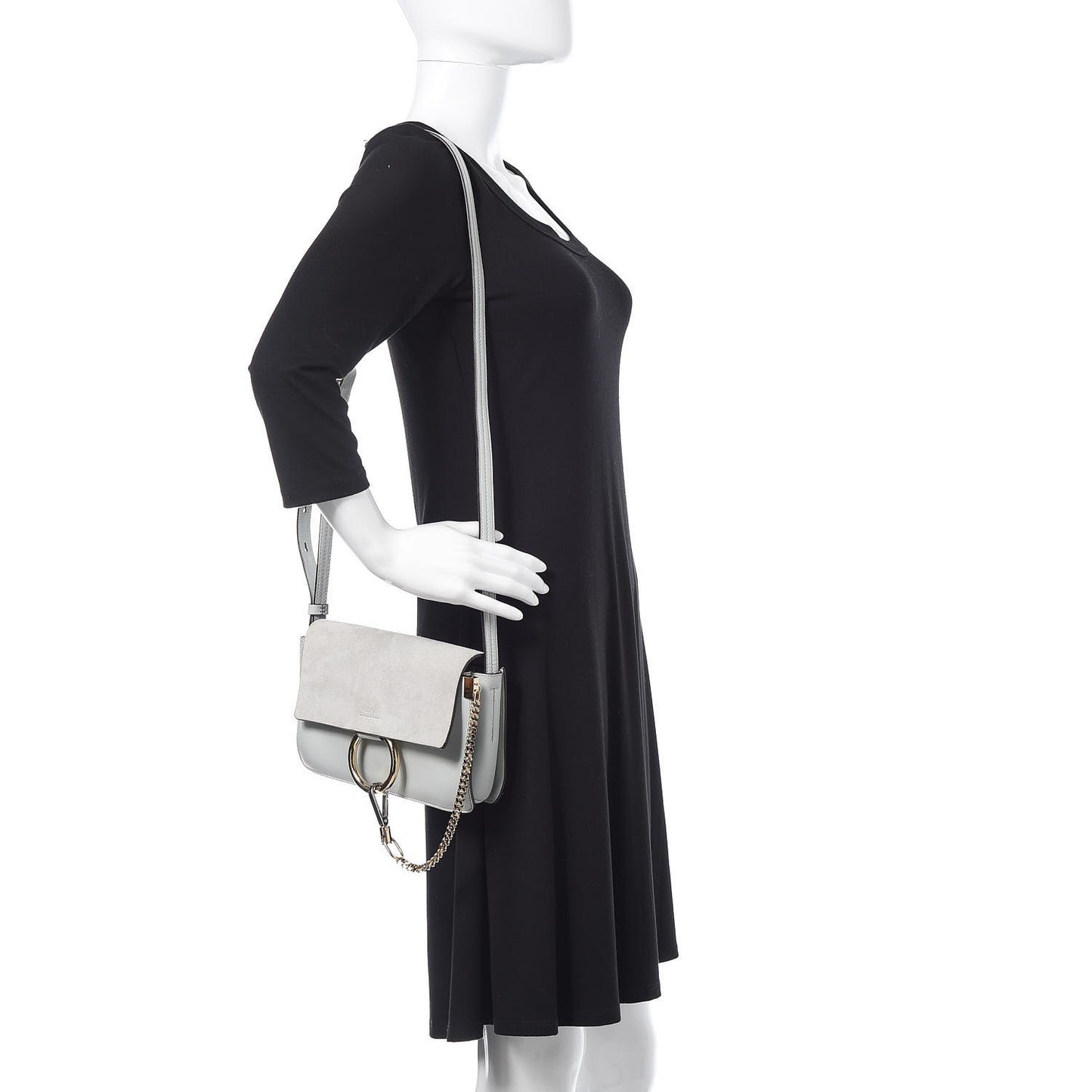 Suede Calfskin Small Faye Shoulder Bag Washed Blue