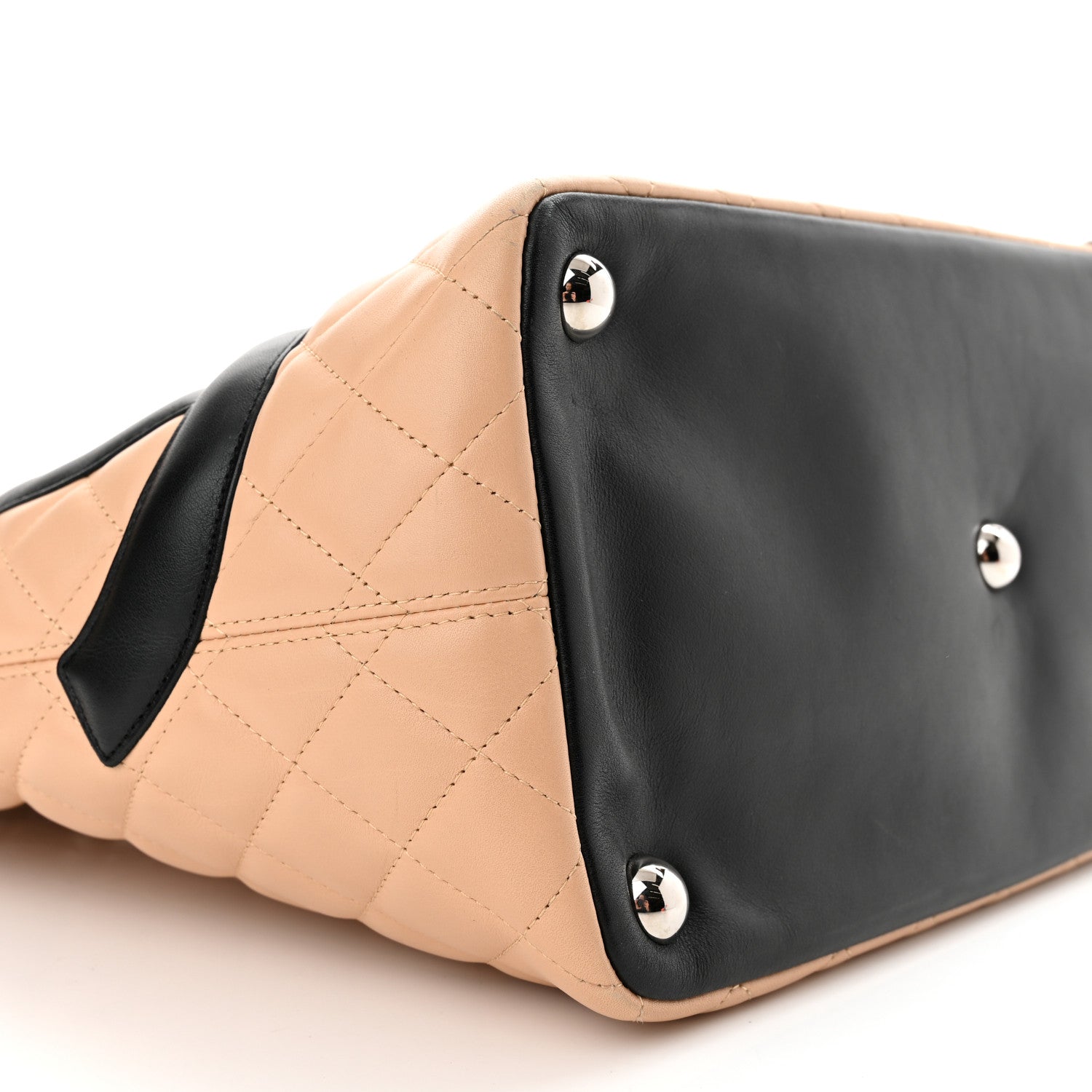 Chanel Calfskin Quilted Large Cambon Tote Beige Black 9 of 10