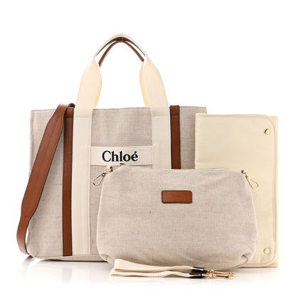 Chloe Canvas Diaper Bag Beige 1 of 16