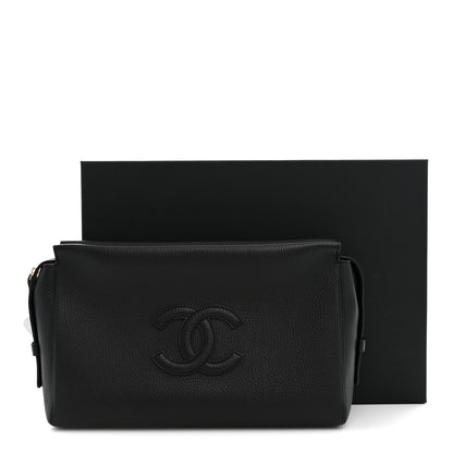 Chanel Grained Calfskin Large Zippered Pouch Black 10 of 10