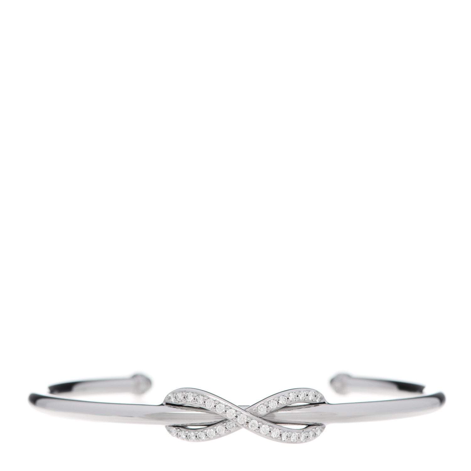 Tiffany 18K White Gold Diamond Infinity Cuff Bracelet 1 of 5