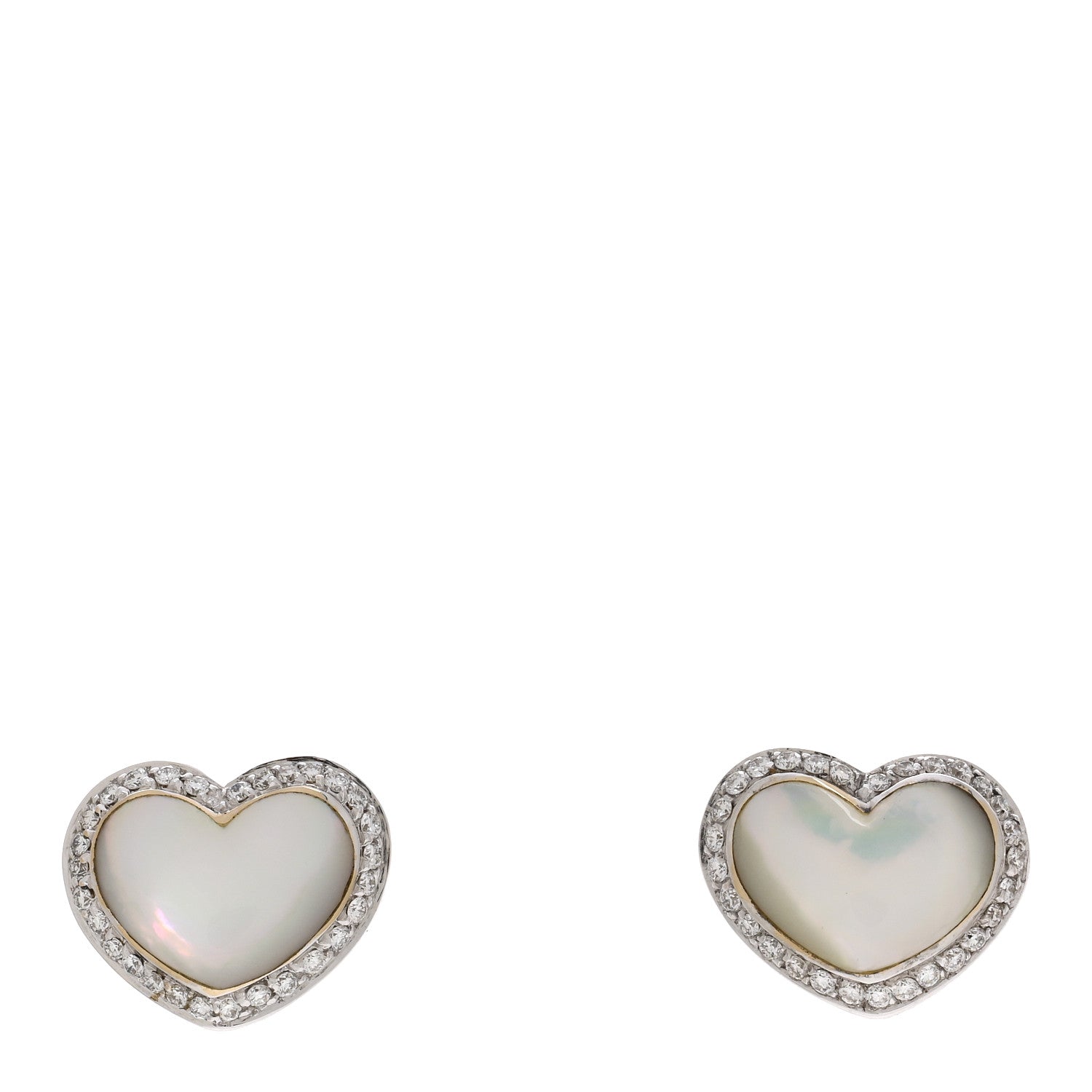 Pasquale Bruni 18K White Gold Diamond Mother of Pearl Heart Earrings 1 of 4