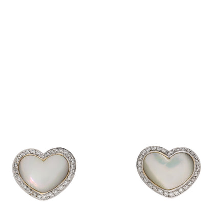 Pasquale Bruni 18K White Gold Diamond Mother of Pearl Heart Earrings 1 of 4