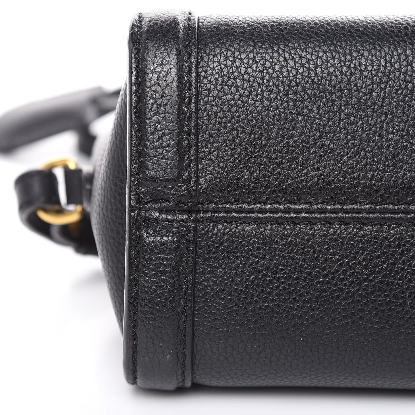 Pebbled Calfskin Mini Padlock Tote Black
