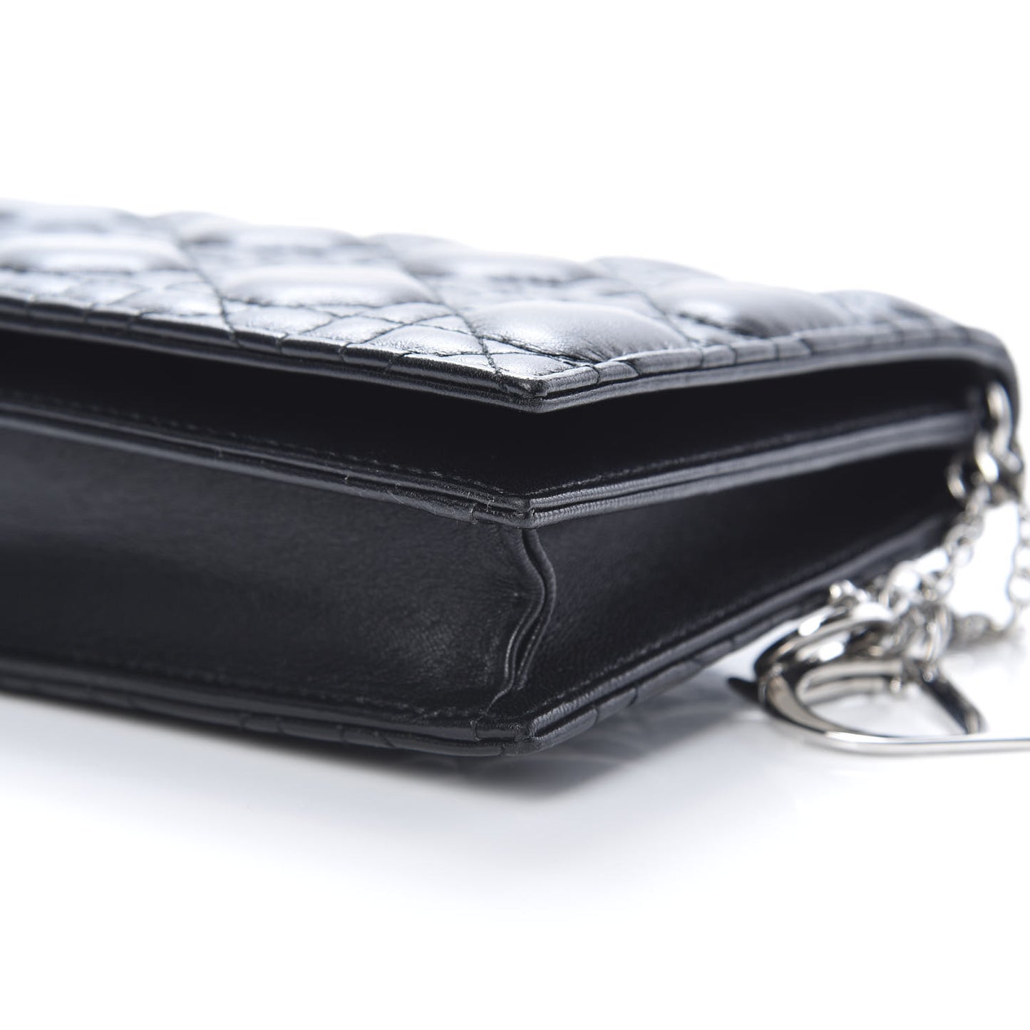 Lambskin Cannage Lady Dior Convertible Clutch Black