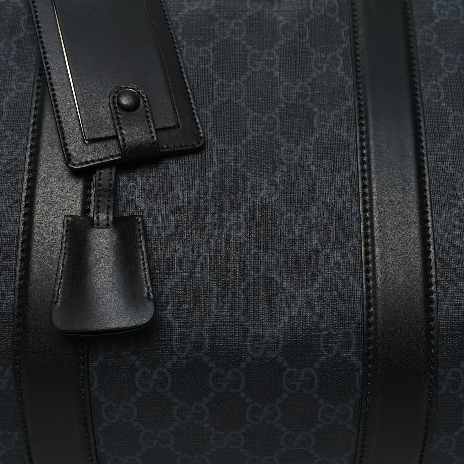 Gucci Soft GG Supreme Monogram Appia Calfskin Web Large Carry On Duffle Bag Black Grey 7 of 13