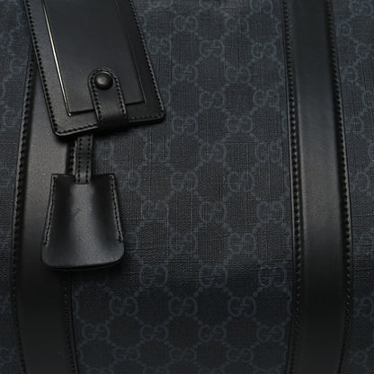 Gucci Soft GG Supreme Monogram Appia Calfskin Web Large Carry On Duffle Bag Black Grey 7 of 13