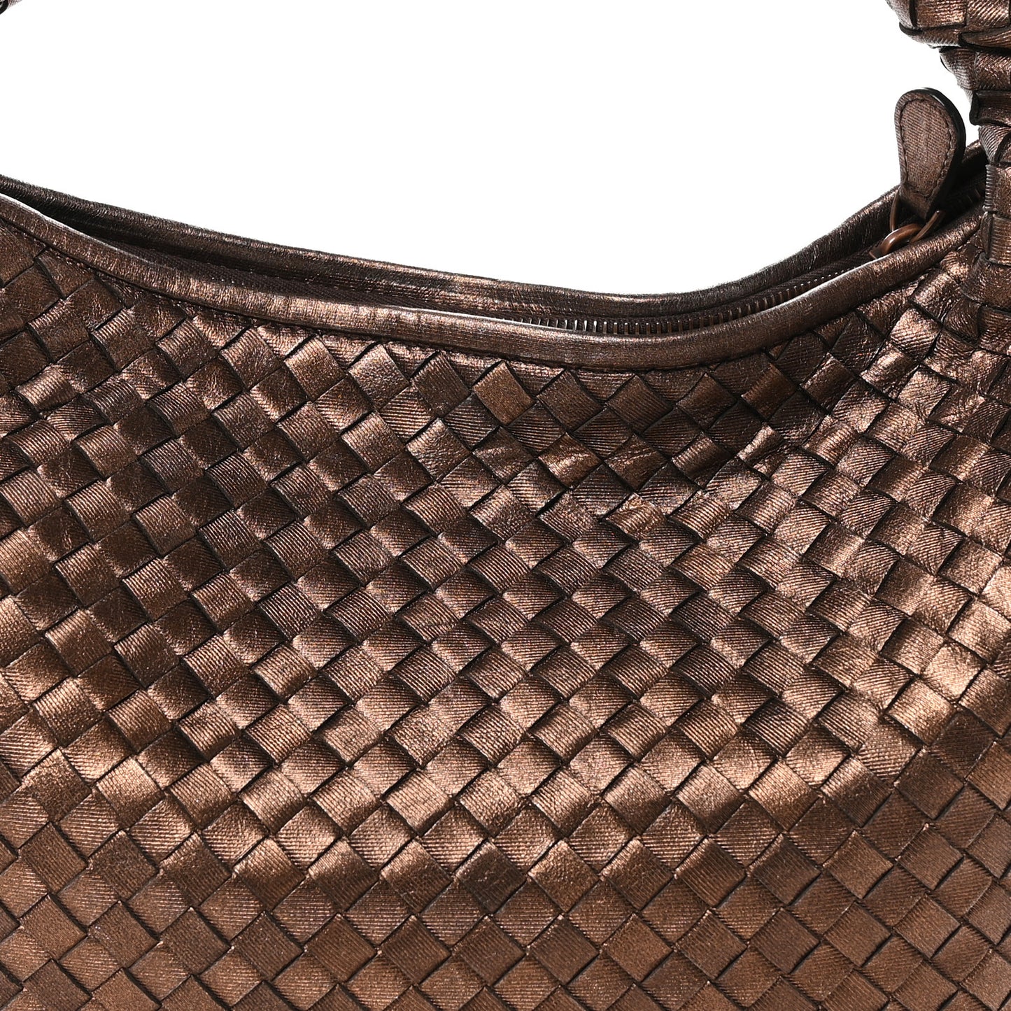 Metallic Nappa Intrecciato Medium Veneta Hobo Copper