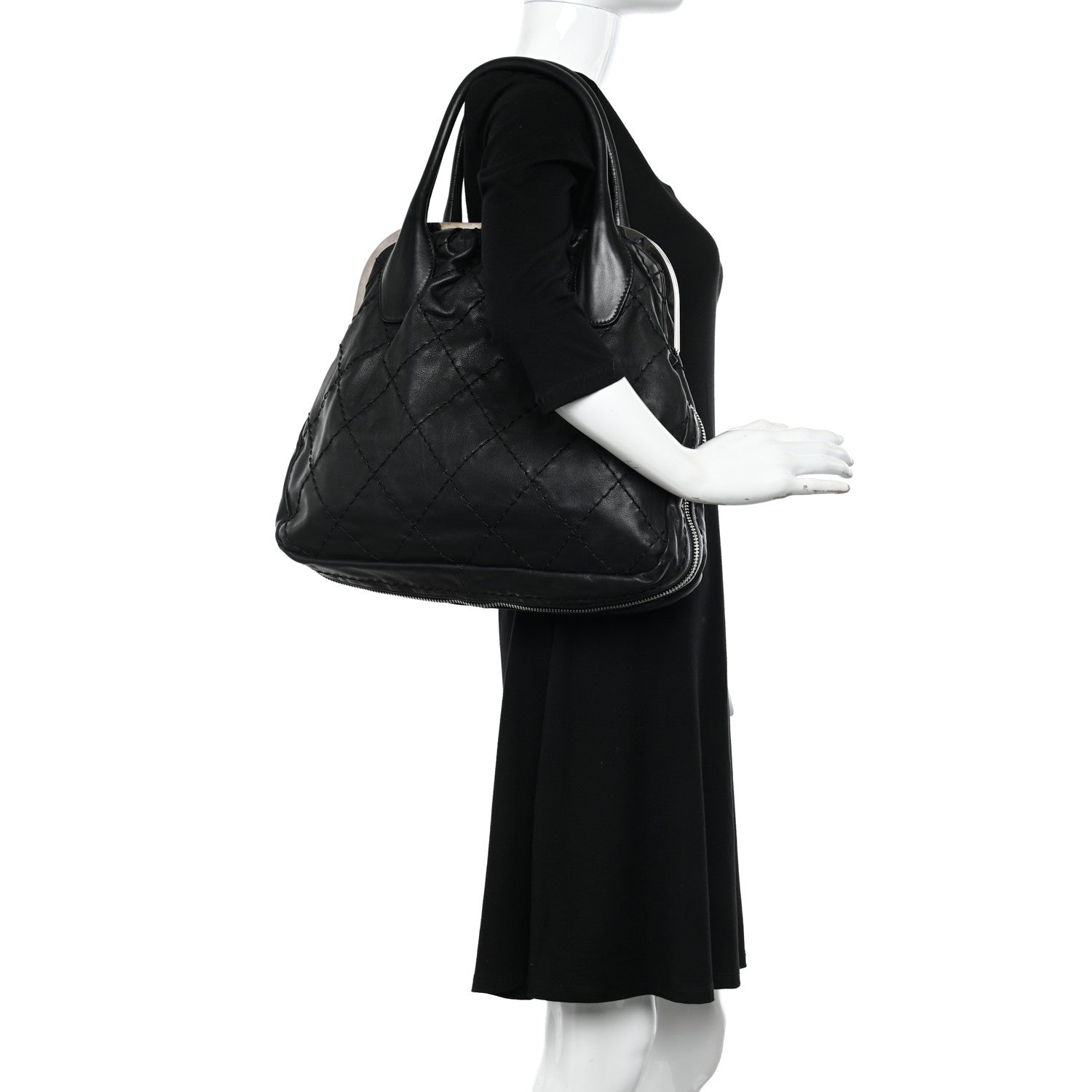 Chanel Calfskin Stitched Expandable Frame Bag Black 2 of 10
