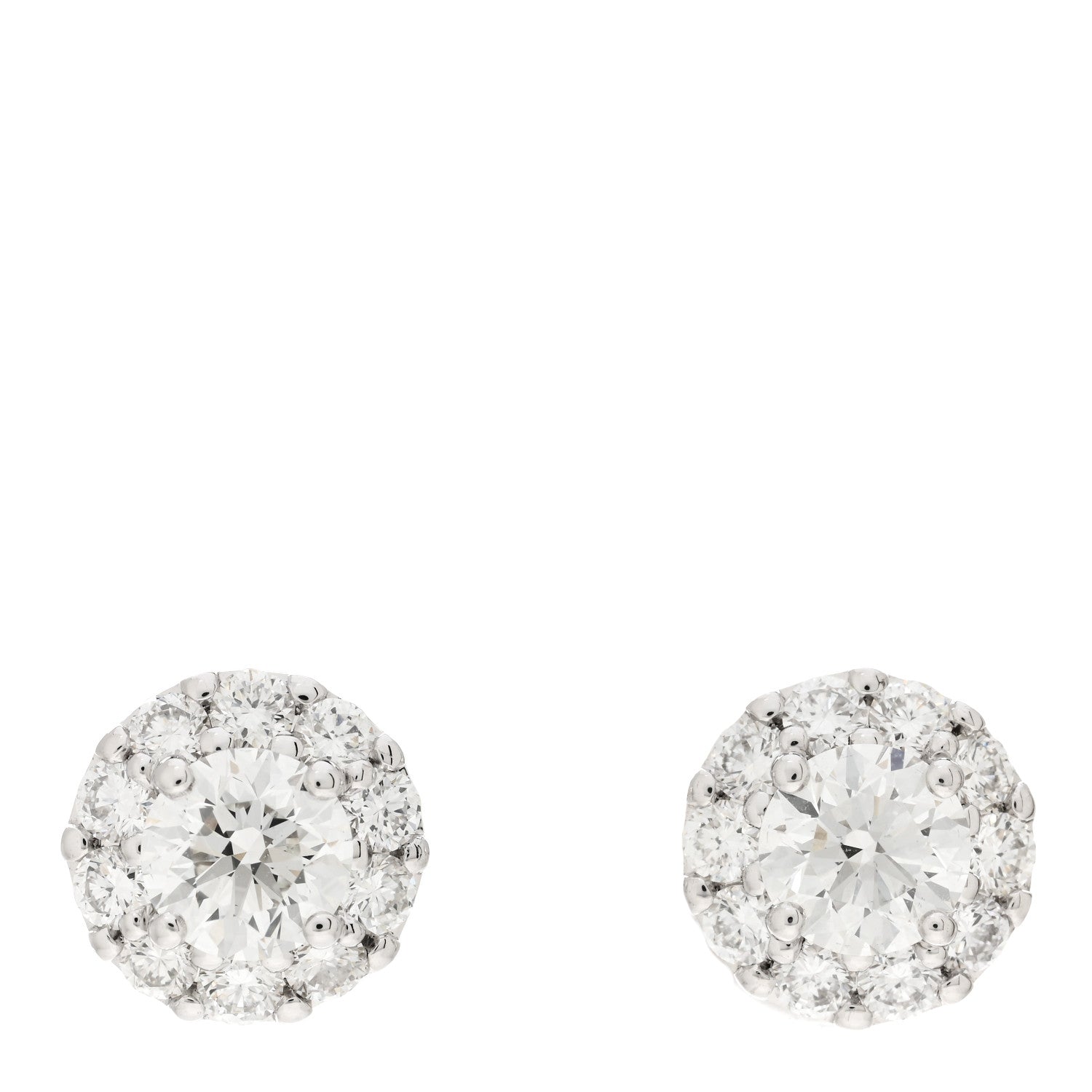 Graff 18K White Gold Diamond 1.50ct Icon Round Stud Earrings 1 of 6