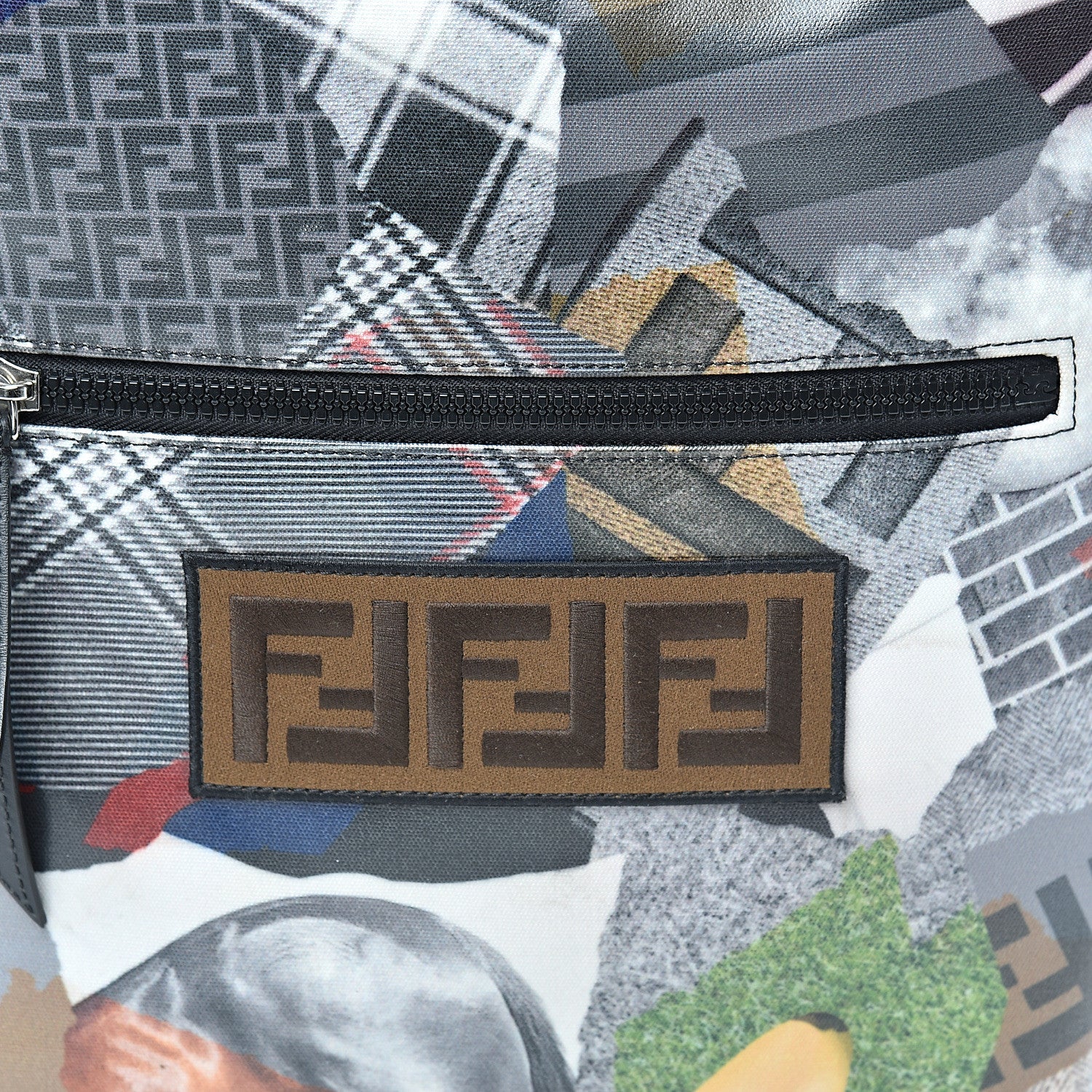 Fendi Canvas Remix Cross Strap Backpack Multicolor Black 8 of 12
