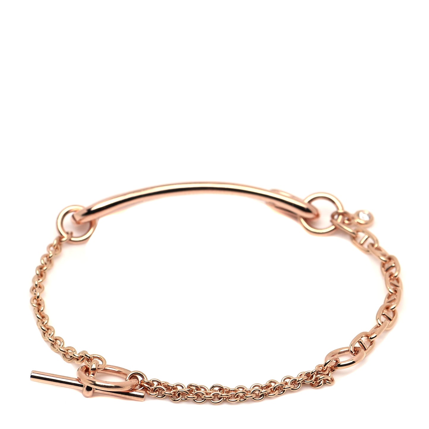 18K Rose Gold Diamond MM Chaine d'Ancre Punk Bracelet SH