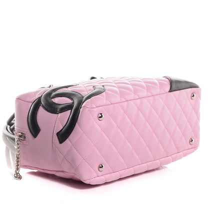 Chanel Calfskin Quilted Large Cambon Bowler Pink Black 4 of 7