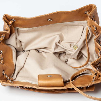 Chanel Leather Diagonal Ligne Large Tote Dark Beige 10 of 11