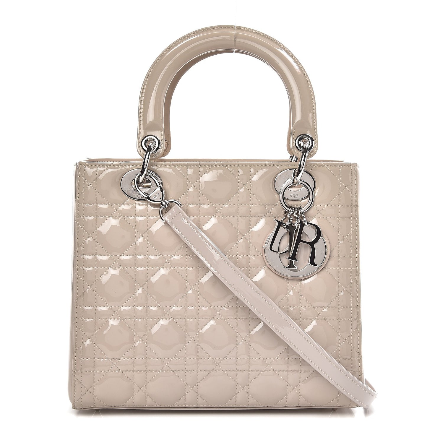 Patent Cannage Medium Lady Dior Grey